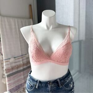 Knix Lace Deep V Bralette Bra Rose Water Pink Women’s Size Medium